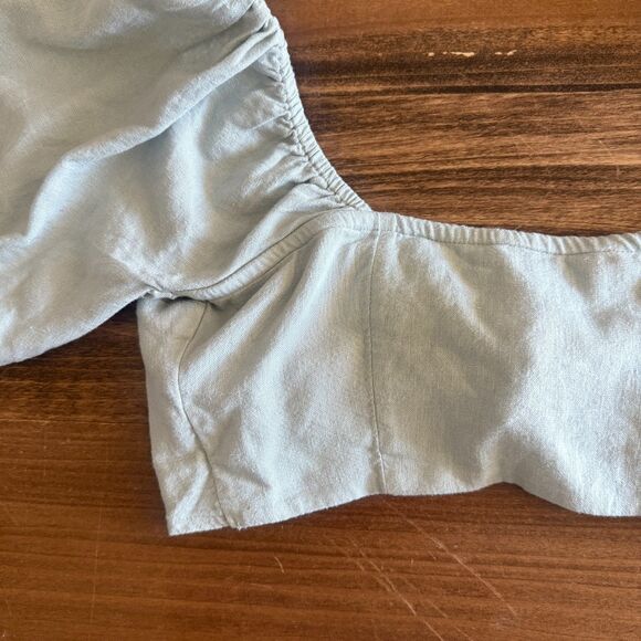 NWT Abercrombie & Fitch Green Linen Tie Front Crop Top Women's Small - Picture 12 of 16